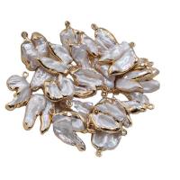 Ciondoli perle d'acqua dolci, perla d'acquadolce coltivata naturalmente, with ottone, placcato color oro, DIY, 15-22mm, Venduto da PC