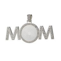 Zinc Alloy Pendant Cabochon Setting with rhinestone 25mm Sold By Bag