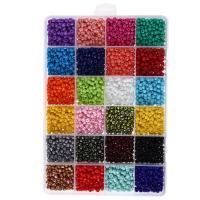 Gemengde Glass Seed Beads, Glazen kralen, met Plastic Box, Ronde, moffelen vernis, DIY & verschillende grootte voor keus, meer kleuren voor de keuze, Verkocht door box