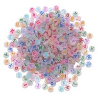 Perles acrylique alphabet, Rond, DIY & émail & givré, couleurs mélangées, 4x7mm, 100PC/sac, Vendu par sac