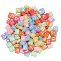 Alphabet Akril gyöngyök, Square, DIY & zománc, több színt a választás, 4.50x8x8.60mm, 100PC-k/Bag, Által értékesített Bag