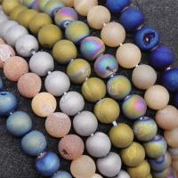 Laugh Rift Agate Beads Round plated DIY & frosted Sold Per Approx 14.96 Inch Strand