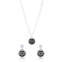 Fashion Stainless Steel Jewelry Sets earring & necklace 304 Stainless Steel with 5cm extender chain Heart plated fashion jewelry & for woman 15mm 18mm Length 45 cm Sold By Set
