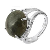 Natural Gemstone Finger Ring Brass with Labradorite fashion jewelry & DIY green 16mm US Ring Sold By PC