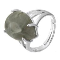 Gemstone Finger Ring, Messing, met Labradoriet, Traan, mode sieraden & DIY, groen, 18mm, Gat:Ca 5mm, Maat:8, Verkocht door PC