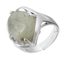 Gemstone Finger Ring, Messing, met Labradoriet, mode sieraden & DIY, groen, 22mm, Gat:Ca 5mm, Maat:7.5, Verkocht door PC