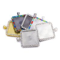 Zinc Alloy Pendant Cabochon Setting Square plated DIY & with rhinestone nickel lead & cadmium free 25mm Sold By PC