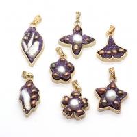 Freshwater Pearl Pendants Brass with Freshwater Pearl & Resin gold color plated DIY nickel lead & cadmium free Sold By PC