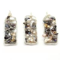 Freshwater Pearl Pendants with brass wire & Resin Rectangle silver color plated DIY Sold By PC