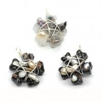 Freshwater Pearl Pendants Resin with brass wire & Freshwater Pearl Flower silver color plated DIY Sold By PC
