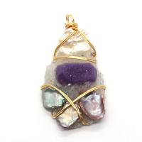 Freshwater Pearl Pendants Resin with brass wire & Freshwater Pearl irregular gold color plated DIY 25x50- Sold By PC