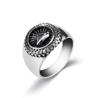 304 Stainless Steel Finger Ring Round plated fashion jewelry & for man silver-grey Sold By PC