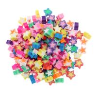 Polymer Clay Gyöngyök, Csillag, kemencében lakk, DIY, kevert színek, 7-10mm, 100PC-k/Bag, Által értékesített Bag