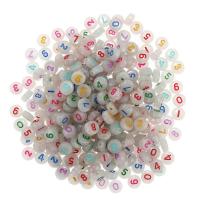 Number Acrylic Bead DIY & luminated & enamel mixed colors Sold By Bag