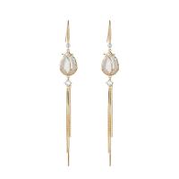 Zinc Alloy Drop Earring with Cats Eye gold color plated & for woman & with rhinestone nickel lead & cadmium free 30-60mm Sold By Pair