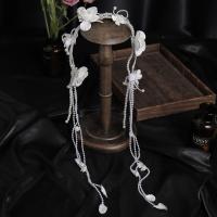 Bruids haarband, Doek, met Plastic Pearl, handgemaakt, voor bruids, wit, 780x50mm, 3pC's/Lot, Verkocht door Lot