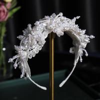 Bruids haarband, Plastic Pearl, met Kant, handgemaakt, voor bruids, wit, 150x60mm, 3pC's/Lot, Verkocht door Lot