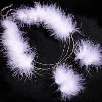 Feather Jewelry Set hair stick & bride frontlet with Clear Quartz & Zinc Alloy handmade 2 pieces & for woman white 6*50cmuff0c6*11cm Sold By Lot
