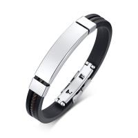 Titanium Steel Bracelet with Silicone fashion jewelry & for man black 38.5*11mm 9mm Length Approx 7.68 Inch Sold By PC