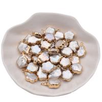 Ciondoli perle d'acqua dolci, perla d'acquadolce coltivata naturalmente, with ottone, bianco, 13-15mm, Venduto da PC
