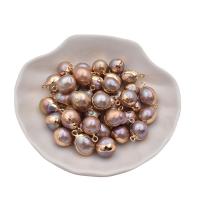 Gėlo vandens perlų pakabučiai, su Žalvarinis, purpurinis, 8-13mm, Pardavė PC