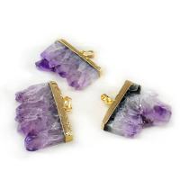 Amethyst Pendant with Brass gold color plated Unisex purple Sold By PC