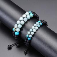 Gemstone Woven Ball Bracelets Abrazine Stone with Knot Cord & ​Amazonite​ & Impression Jasper Double Layer & Unisex 6mm 8mm Length Approx 7.5-11.8 Inch Sold By PC