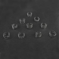 Cink Alloy Ring Set, Cink ötvözet, egynemű, ezüst, 17mm, 100PC-k/Box, Által értékesített Box