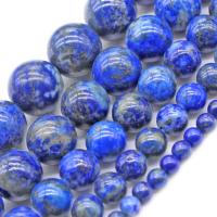 Lapislazuli Perlen, rund, DIY, blau, verkauft per ca. 40 cm Strang
