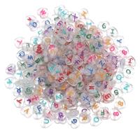 Perles acrylique alphabet, coeur, DIY & transparent & émail, couleurs mélangées, 11.50x10.50x3.90mm, 100PC/sac, Vendu par sac