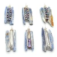 Gėlo vandens perlų pakabučiai, su Natūralus Kvarcas, Nereguliarus, sidabro spalva padengtas, Pasidaryk pats & įvairių stilių pasirinkimas, 16x45-20x55mm, Pardavė PC