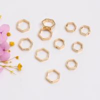 Brass Frame Bead Hexagon gold color plated DIY golden nickel lead & cadmium free Sold By PC
