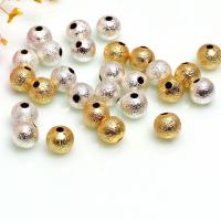 Brass Jewelry Beads Round plated DIY & frosted nickel lead & cadmium free Sold By Bag