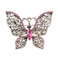 Rhinestone Brooch Zinc Alloy Butterfly plated for woman & with rhinestone & hollow nickel lead & cadmium free Sold By Lot