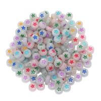 Opaque Acrylic Beads, Flat Round, DIY & luminated & enamel, mixed colors, 4x7mm, Sold By Bag