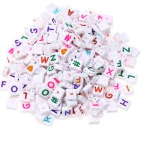 Koraliki akrylowe alfabet, Akryl, Kwadrat, DIY & emalia & podwójny otwór, dostępnych więcej kolorów, 4x9mm, 100komputery/torba, sprzedane przez torba