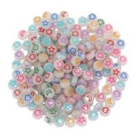 Opaque Acrylic Beads, Flat Round, DIY & luminated & enamel, mixed colors, 4x7mm, 100PCs/Bag, Sold By Bag