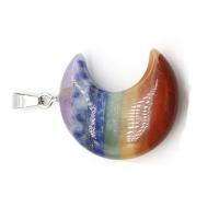 Gemstone Pendants Jewelry with Zinc Alloy Moon silver color plated fashion jewelry mixed colors Sold By PC