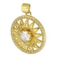 Cubic Zirconia Micro Pave 925 Sterling Silver Pendant Brass Round gold color plated fashion jewelry & DIY & micro pave cubic zirconia golden Approx 4mm Sold By Lot