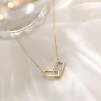 Zinc Alloy Jewelry Necklace Geometrical Pattern plated for woman & with rhinestone & hollow nickel lead & cadmium free Length Approx 18 Inch Sold By PC