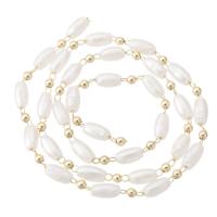 Messing Ball Chain, med Plastic Pearl, guldfarve belagt, du kan DIY, 10m/Lot, Solgt af Lot