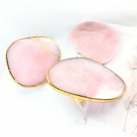 Cup Pad Rose Quartz with Brass gold color plated Unisex pink 70-90mm Sold By PC