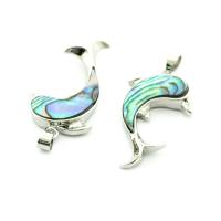 Abalone Shell Pendant with Zinc Alloy Dolphin platinum color plated Unisex multi-colored Sold By PC