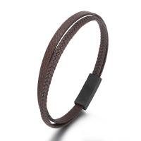 Leather Cord Bracelet with Zinc Alloy stoving varnish Double Layer & fashion jewelry & Unisex 10mm Length Approx 8.27 Inch Sold By PC