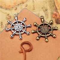 Zinc Alloy Ship Wheel & Anchor Pendant plated DIY nickel lead & cadmium free 35mm Sold By PC