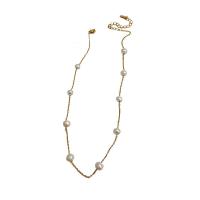 Natural Freshwater Pearl Necklace, Tibetan Style, with Freshwater Pearl, gold color plated, fashion jewelry & for woman, more colors for choice, Length:Approx 18.7 Inch, Sold By PC