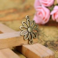 Flower Zinc Alloy Connector plated antique bronze color Sold By PC