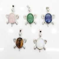 Zinc Alloy Animal Pendants Turtle silver color plated DIY nickel lead & cadmium free Sold By PC