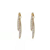 Zinc Alloy Drop Earrings gold color plated Korean style & for woman & with rhinestone 42mm Sold By Pair