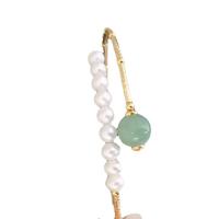 perla d'acquadolce coltivata naturalmente braccialetto da polso, with avventurina verde & lega in zinco, per la donna, colori misti, 55-65mm, Venduto da PC